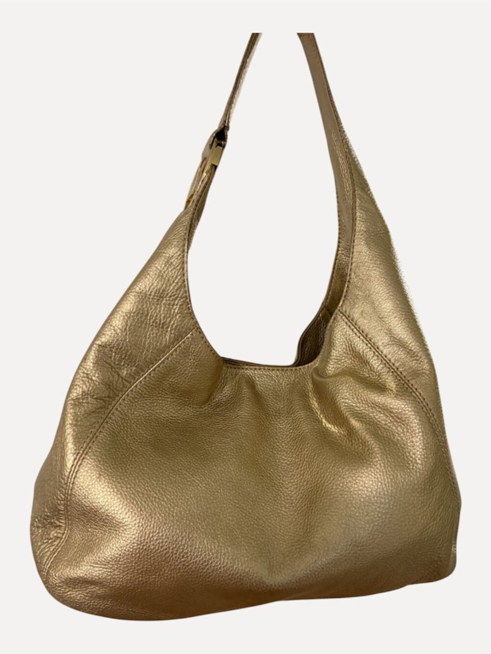 MICHAEL KORS FULTON METALLIC GOLD HOBO SHOULDER BAG - EUC - Picture 2 of 7